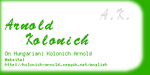 arnold kolonich business card